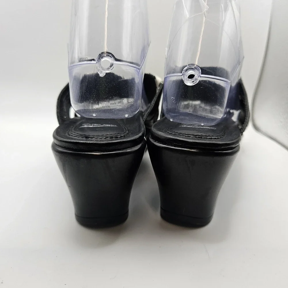Dansko Ava French Script Criss-Cross Black Wedge Sandals Comfort Travel Size 9.5